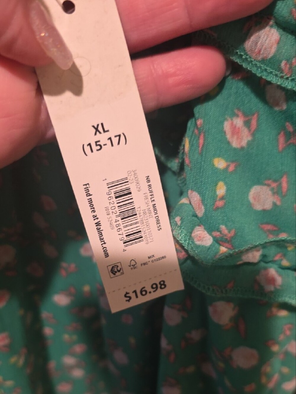 No Boundaries Teal Floral Ruffle Maxi Dress - Picture 3 of 7